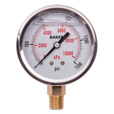 Baker Instruments AVNC-1500P Pressure Gauge, 0-1500 PSI AVNC-1500P